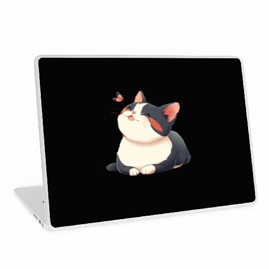 Kawaii Cat and Butterfly Laptop Skins