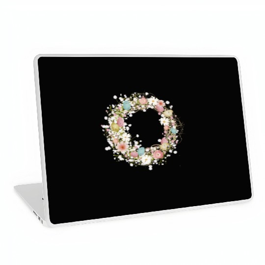 pastel-colored Easter eggs, flowers and gypsophila Laptop Skins