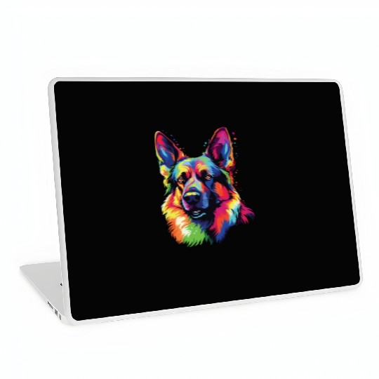 Watercolor Colorful German Shepherd Laptop Skins