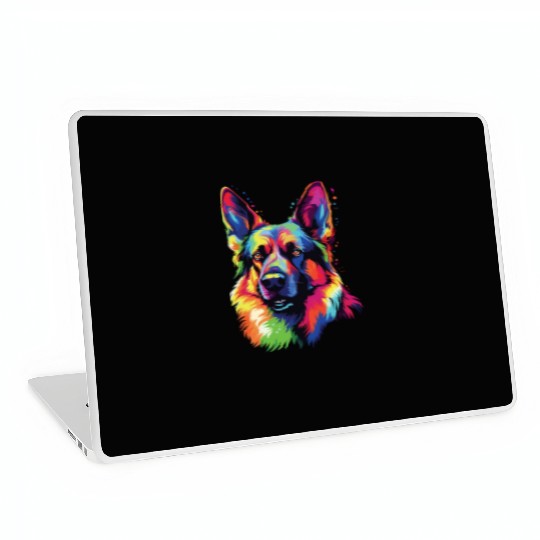 Watercolor Colorful German Shepherd Laptop Skins