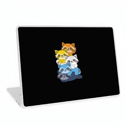 Aroace Flag Pride Lgbtq Cute Raccoon Stack Laptop Skins