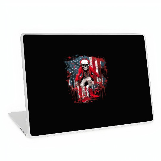 Skull Dance Patriotic Street American USA Flag Laptop Skins
