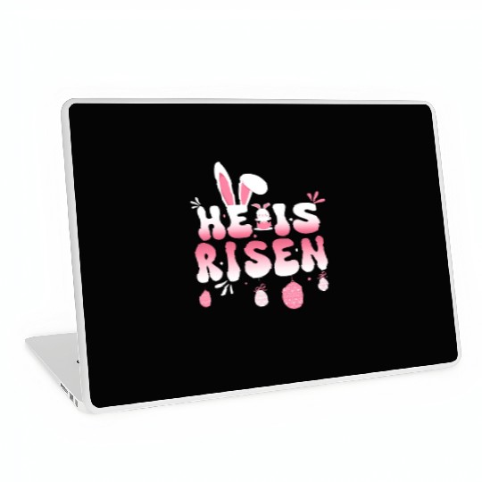 He Is Risen Easter Celebration Theme Bunny Eggs Laptop Skins
