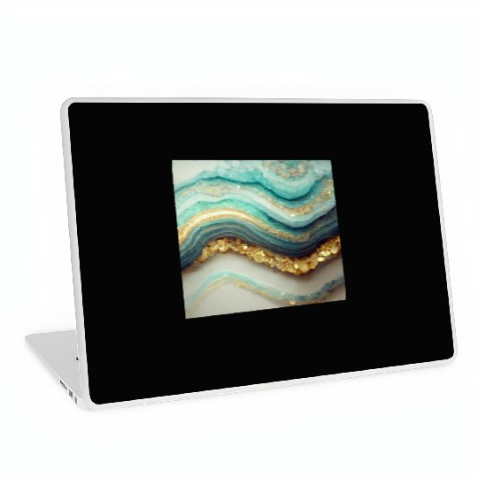 Teal Agate Geode Stone Laptop Skins