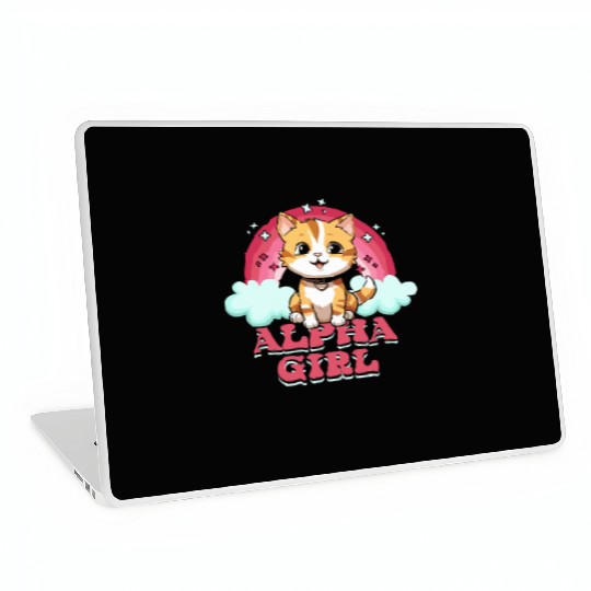 Alpha Girl Pink Rainbow Kitten Lover Pet Owner Laptop Skins