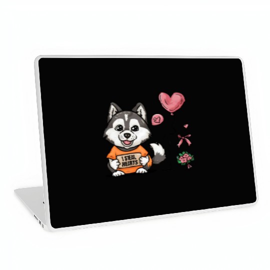 I STEAL HEARTS Cute Husky Laptop Skins