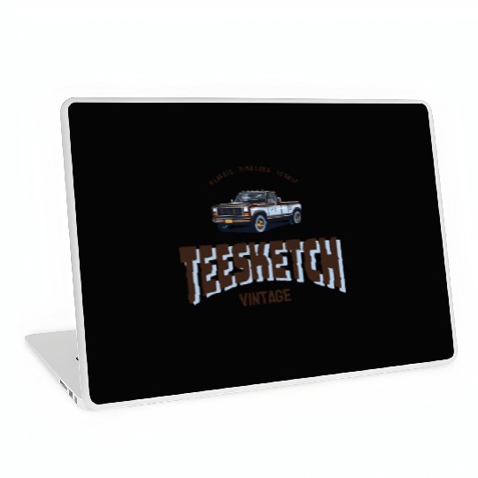 retro car with teesketch logo | old school Laptop Skins