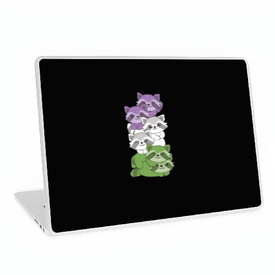 Genderqueer Flag Pride Lgbtq Cute Raccoon Laptop Skins