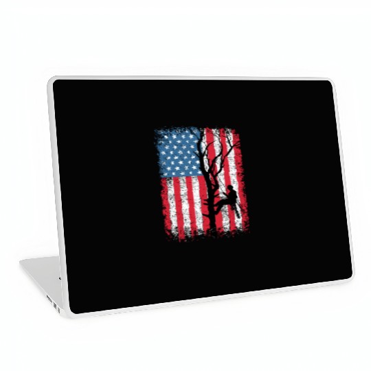 American Flag Arborist Gift For Men Cool Tree Love Laptop Skins