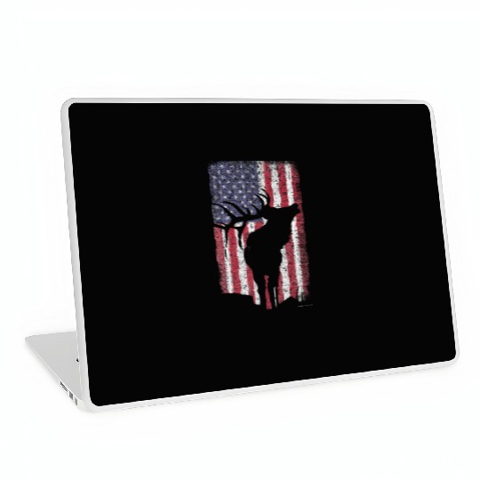 Elk Hunting Bugling Bull US Flag American Laptop Skins