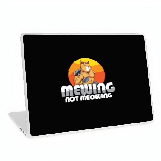 Funny Cat Meme Mewing Not Meowing Jawline Laptop Skins