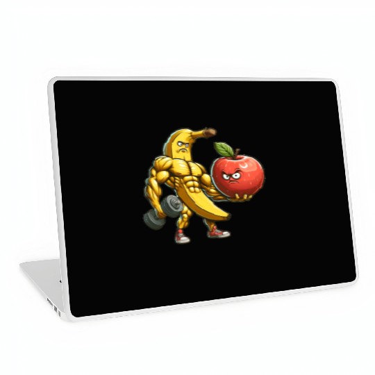 Muscular banana lifts huge apple Laptop Skins