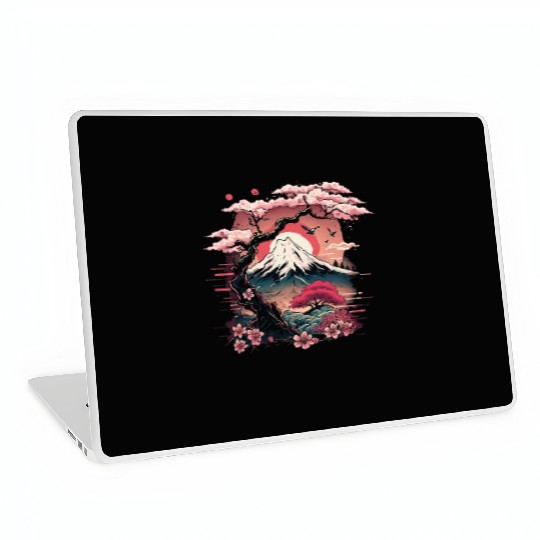 Japanese Sakura Garden Geisha Mount Fuji Cherry Laptop Skins