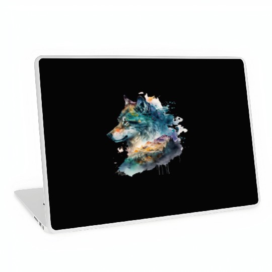 Wolf Print, Cosmic Wolves, Animal Print, Cosmos Laptop Skins