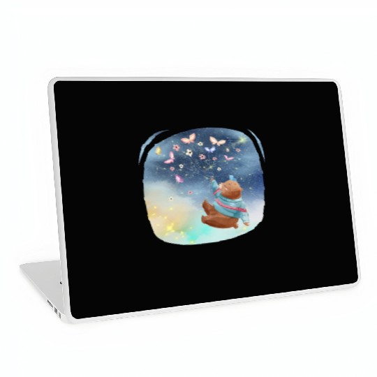 Teddy Bear Up To Sky Using Butterfly Excited Laptop Skins