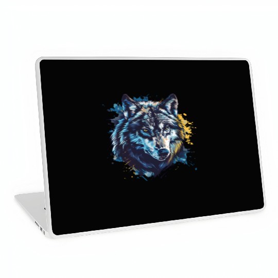 Alpha Wolf Paint Splash Laptop Skins