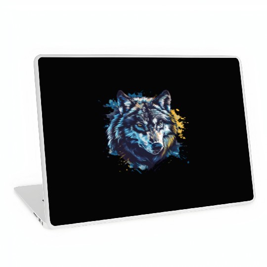Alpha Wolf Paint Splash Laptop Skins