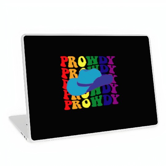 Prowdy Gay Lesbian Howdy Cowboy LGBTQ Pride Groovy Laptop Skins