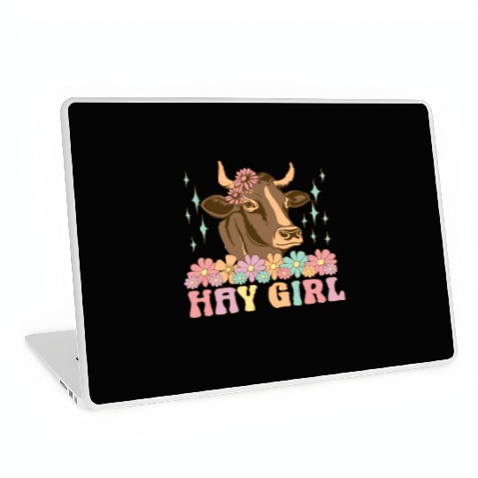 Hay Girl Groovy Cow Cattle Heifer Cowgirl Laptop Skins