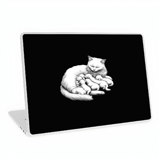 Breastfeeding Mother Cat Laptop Skins