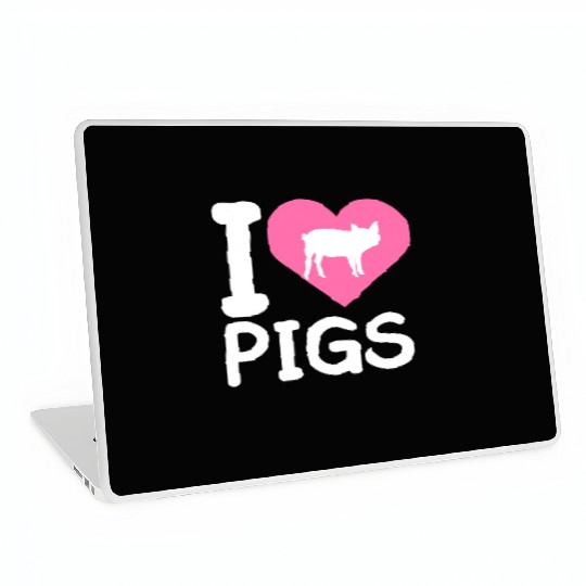 I Love Pigs pig heart piggy piglet silhouette Laptop Skins