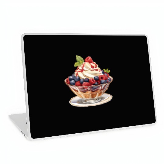 Fruity Raspberries and Blueberries Parfait Sundae Laptop Skins