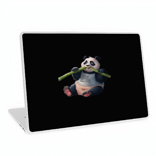 Panda Paradise: Serene Panda Enjoying a Bamboo Fea Laptop Skins