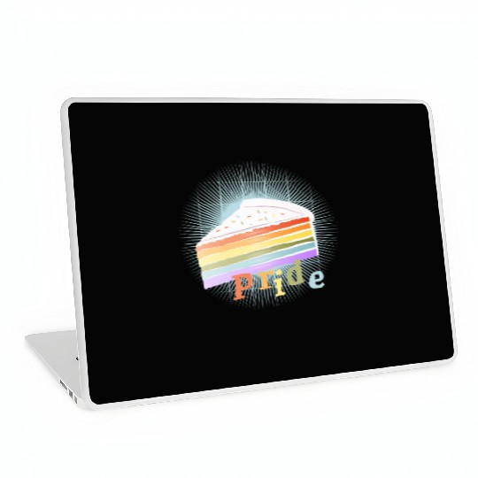 Piece of rainbow cake in delicate pastel colors Laptop Skins