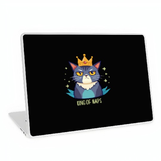 Grumpy King of Naps Cat Laptop Skins
