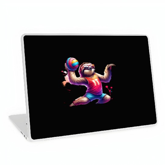 Cool Sloth Volleyball Player Design Laptop Skins