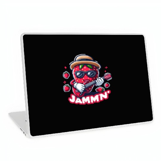 Jammin Strawberry Jam Playing a Guitar Rock n Roll Laptop Skins