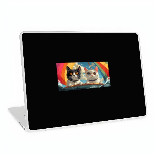 PURRCRAFT - Pride Cat Couple Sailing the Rainbow Laptop Skins