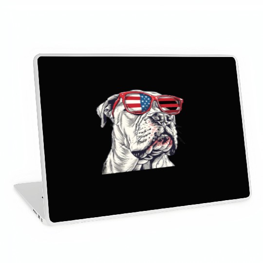 Dogo Argentino dog. 4th of July and memorial day Laptop Skins