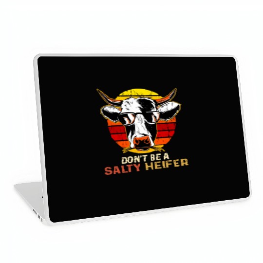 Don't Be Salty A Heifer Retro Sunset Funny Cow Laptop Skins