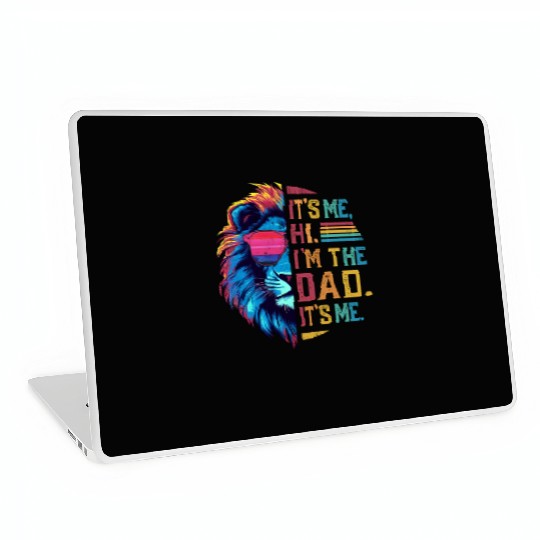 It's Me Hi I'm The Dad It's Me Retro Father's Day Laptop Skins