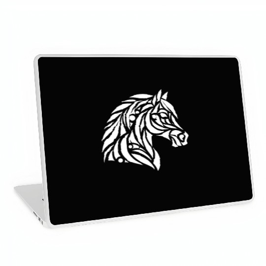 Elegant Tribal Horse Head Portrait Pony Tattoo Laptop Skins