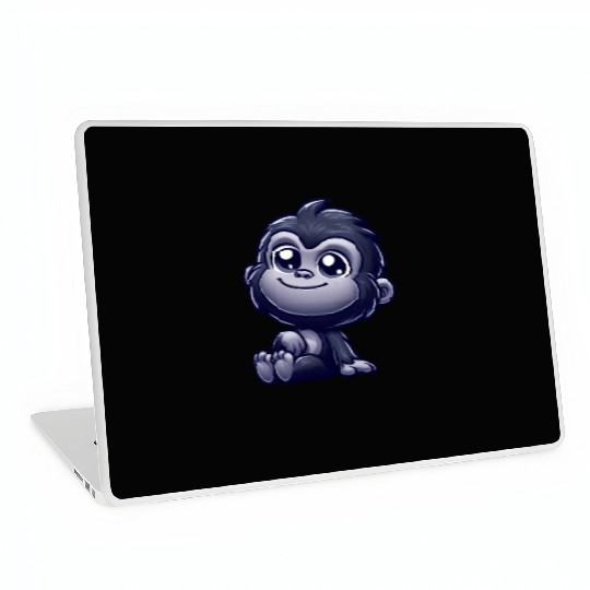 Cute monkey chimpanzee gorilla peaceful happy Laptop Skins