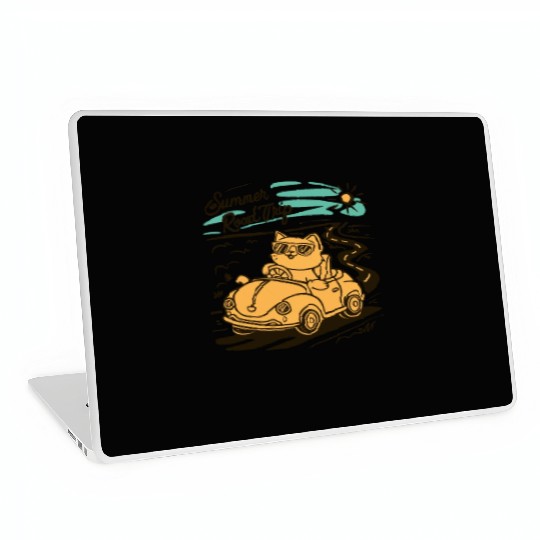 Summer Road Trip Vacation Cat lover Gift Laptop Skins