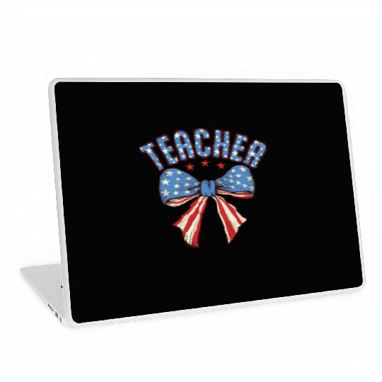 Teacher 4th Of July Coquette Bow Laptop Skins