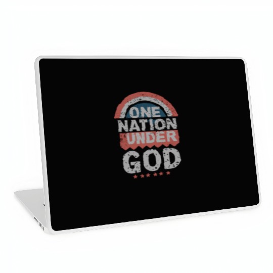 One Nation Under God Christian Pride Retro US Flag Laptop Skins