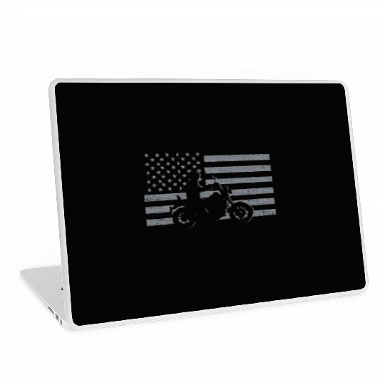 Motorcycle US Flag Biker Motorbike Teen Youth Laptop Skins