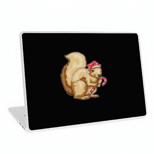 Squirrel Christmas Candy cane Laptop Skins
