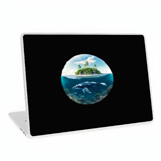 earth globe with whale in Underwater Laptop Skins