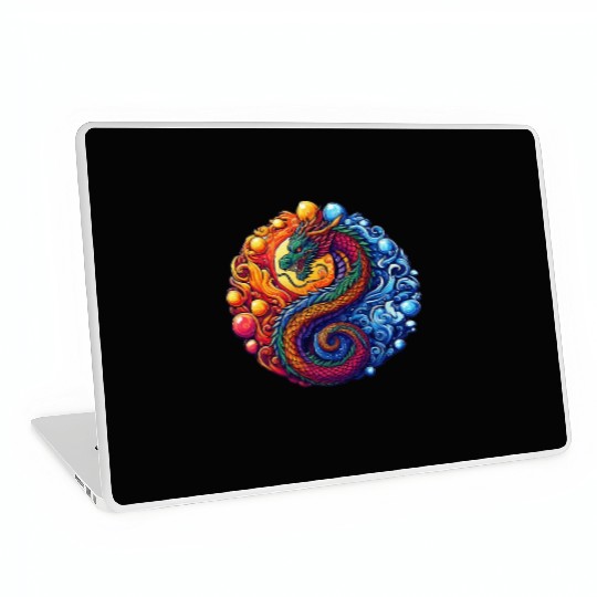 Vibrant Yin Yang Dragon Laptop Skins