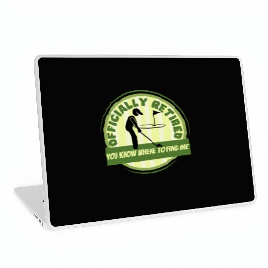 Golfing Officially Retired Funny Retirement Golf Laptop Skins