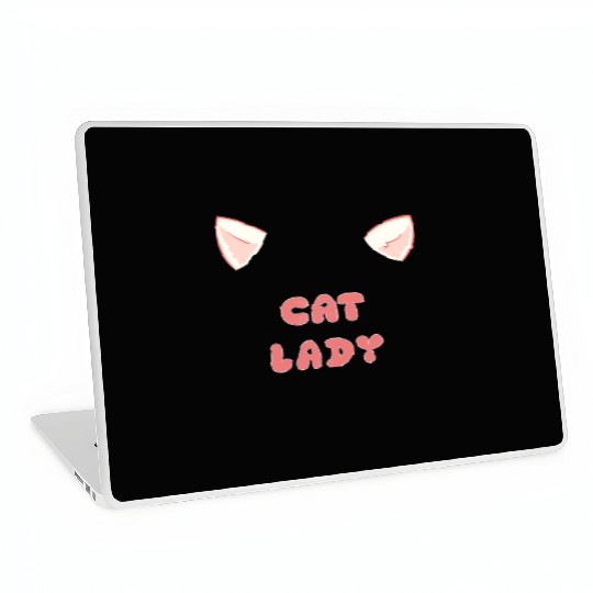 Cute Cat Lady Laptop Skins with Kitty Ears for Cat Lover