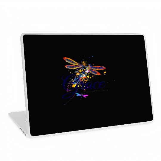 Amazing Grace Dragonfly splatter Laptop Skins