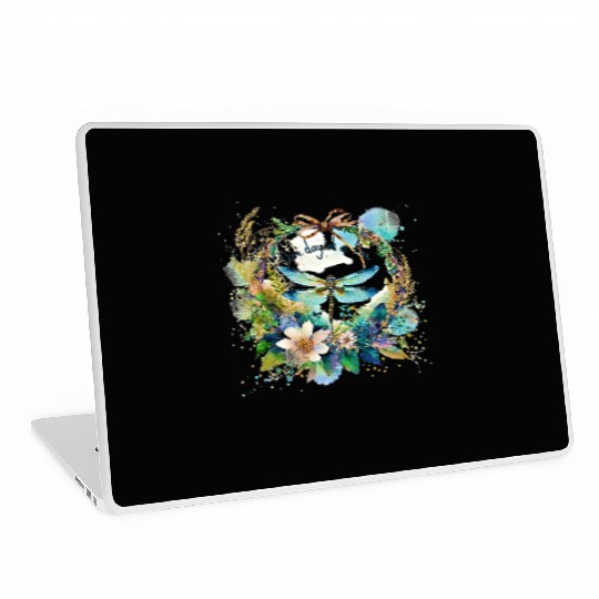 One day at a time dragonfly floral Laptop Skins