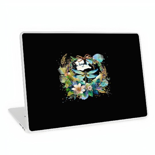 One day at a time dragonfly floral Laptop Skins