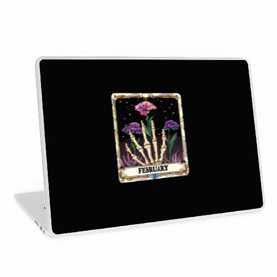 February Gothic Tarot Card - Violet Flower & Skele Laptop Skins